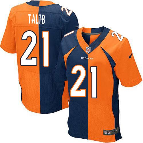 Men's Denver Broncos Customized Orange/Navy Split Stitched Jersey